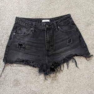 FOREVER 21 Faded Black Distressed High Rise Cut-Off Shorts; Size 27